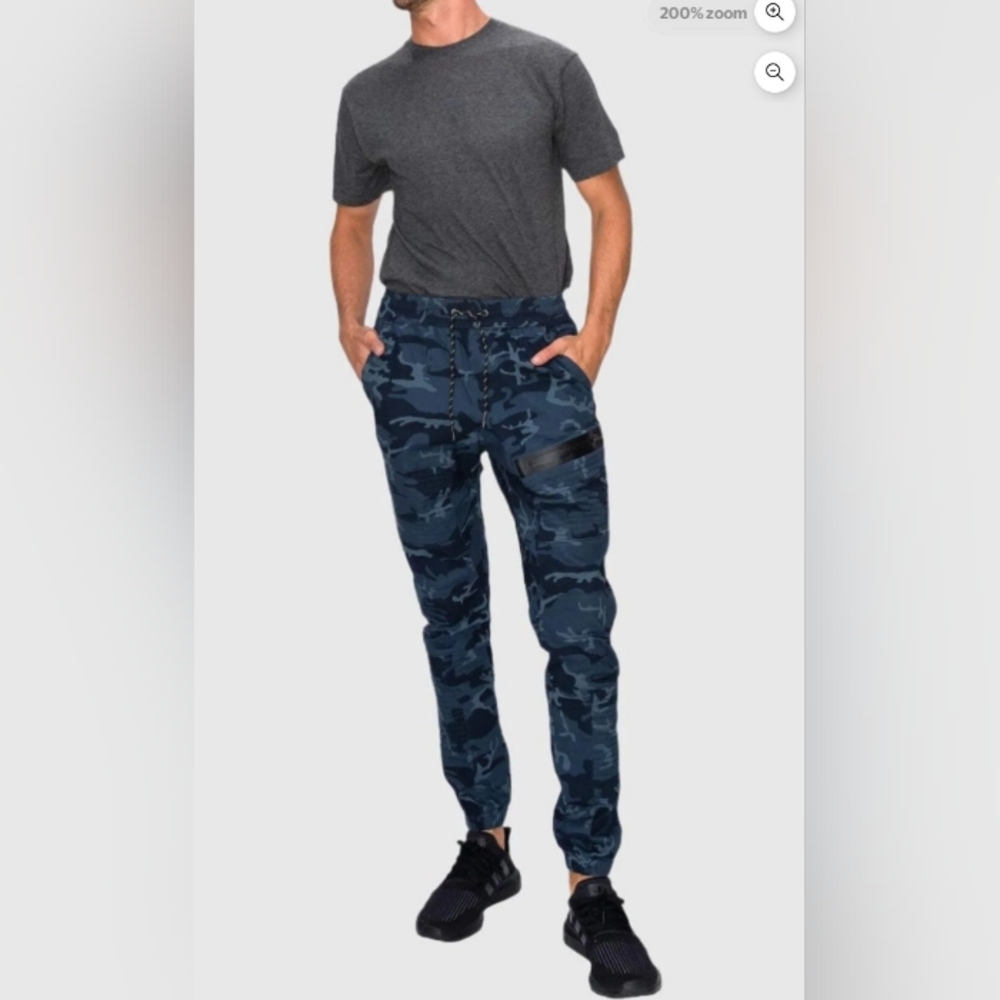 Ring of Fire Men’s Moto Jogger Pants Blue Camo Size M Pre-owned